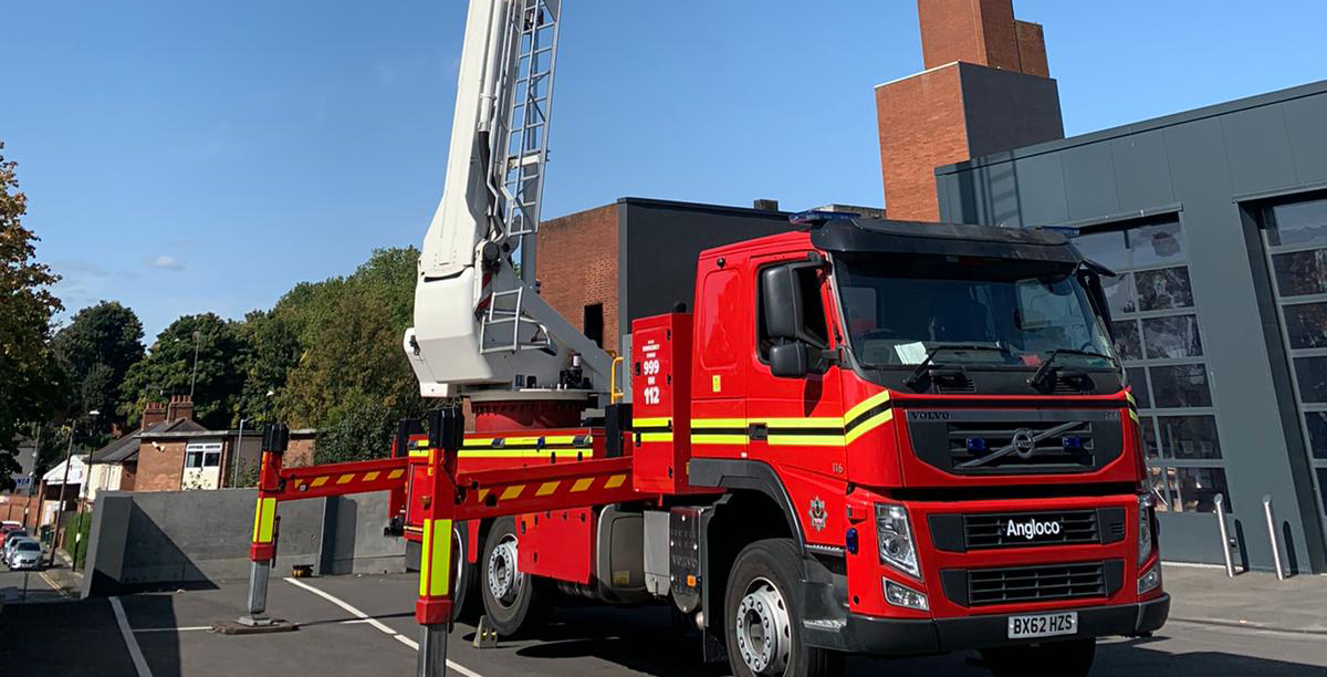 fleet supply chain update August 2022 - NFCC - HP Coventry - red fire truck with a ladder extended